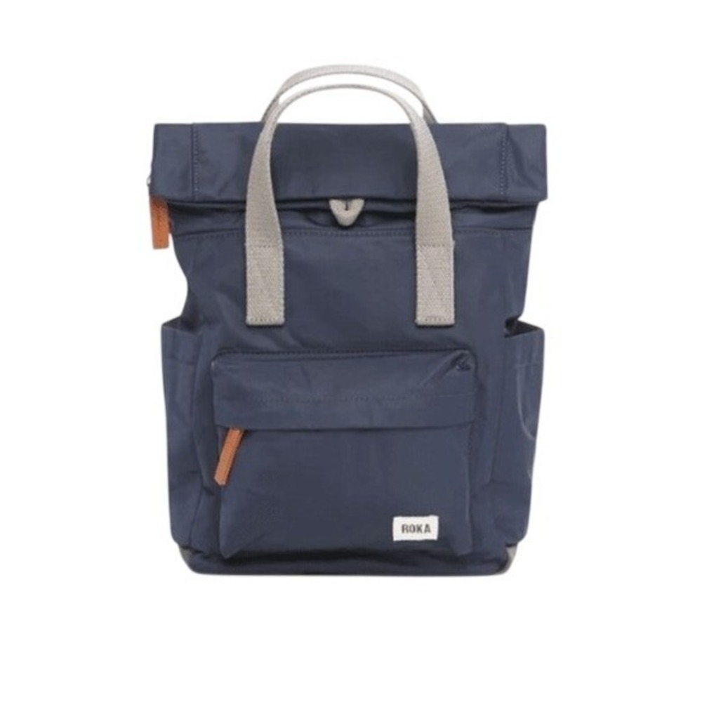 ROKA Canfield B Small Midnight Blue Recycled Nylon Roll Top Backpack
